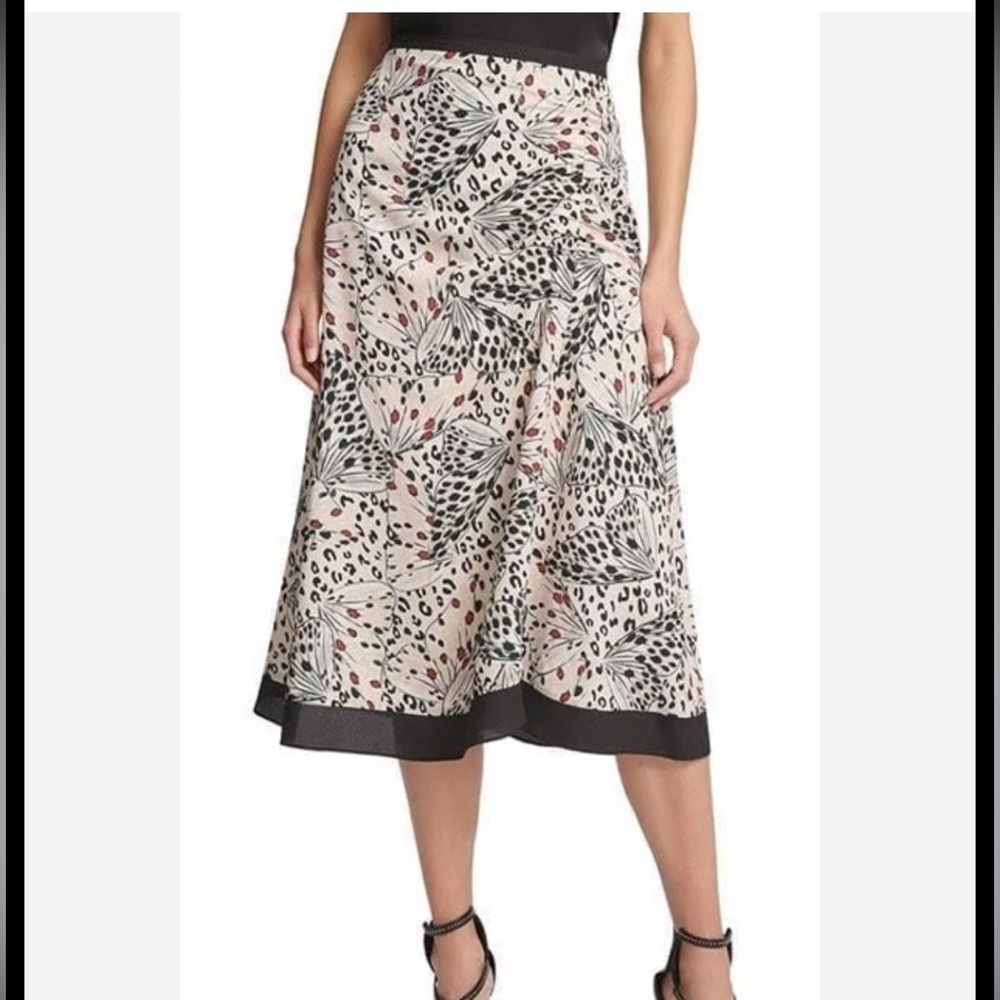 DKNY Women's Draped Printed Handkerchief Skirt Size 16